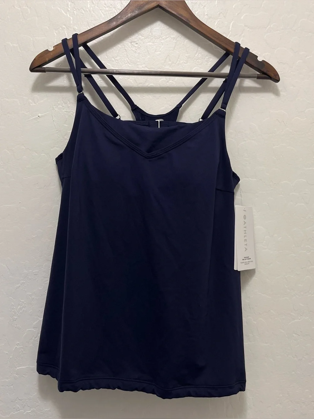 Athleta Seascape Navy Bra Cup Tankini Swim Top Size 36B/C